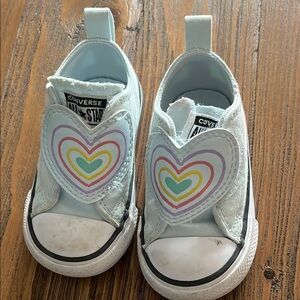 Converse White and Blue Sneakers with Velcro Strap